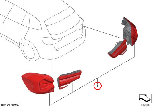 Conjunto de lanternas traseiras LED facelift OEM 63135A5C852 para BMW G01, G08, F97. BMW genuíno.