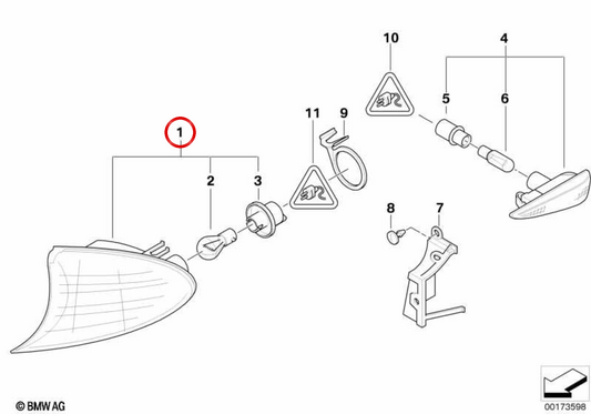 Right intermittent titanium OEM 63137165852 for BMW E46. Original BMW.