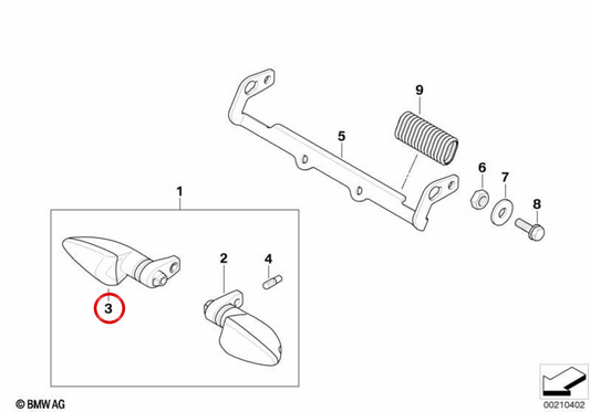 Clignotant droit OEM 63137681214 pour BMW Motorrad G 450 X (K16). BMW Motorrad d'origine.