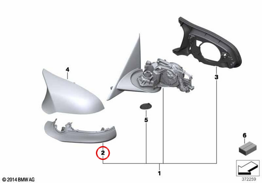 Lower housing with left indicator OEM 63137848775 for BMW F30, F31, F32, F33, F80 M3, F82 M4, F83 M4... and more. Original BMW.