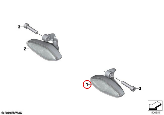 LED-Blinker vorne links OEM 63138829549 für BMW R 18, R 18 Classic Motorräder. Original BMW Motorrad.