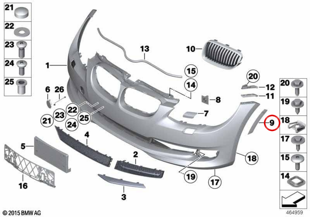 Refletor lateral esquerdo OEM 63147162313 para BMW E92, E93. BMW genuíno.