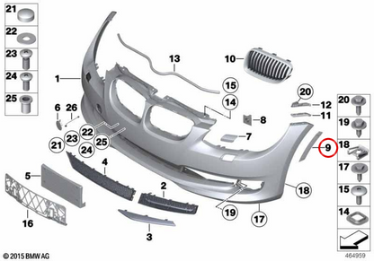 Refletor lateral esquerdo OEM 63147162313 para BMW E92, E93. BMW genuíno.