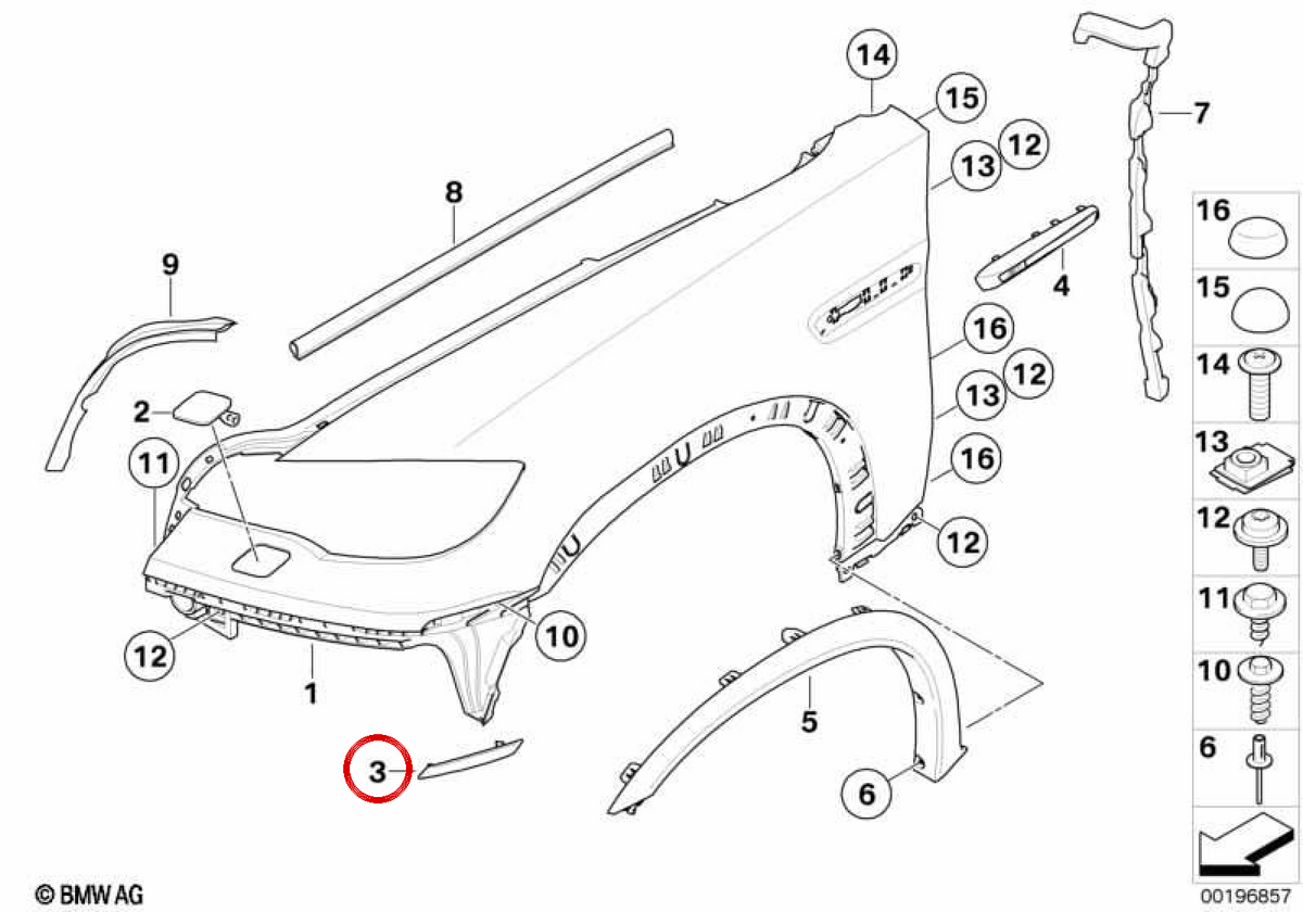 Reflector lateral derecho OEM 63147179992 para BMW E70, E71, E72. Original BMW.