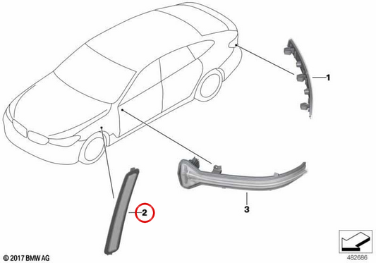 Riflettore del lato sinistro OEM 63147375839 per BMW G32. BMW originale.