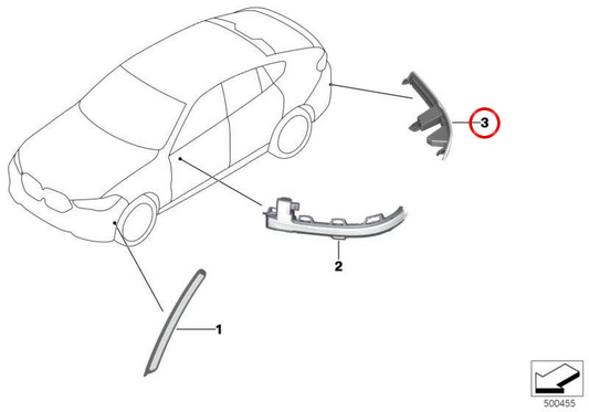 Catadioptrico con luce della nebbia destra OEM 63147442282 per BMW G02, G06. BMW originale.