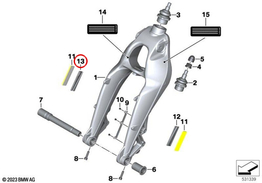 Staffa catarifrangente destra OEM 63147694168 per BMW K1200R, K1300R, K1600GT, K1600GTL, K1600B. BMW Motorrad originale.
