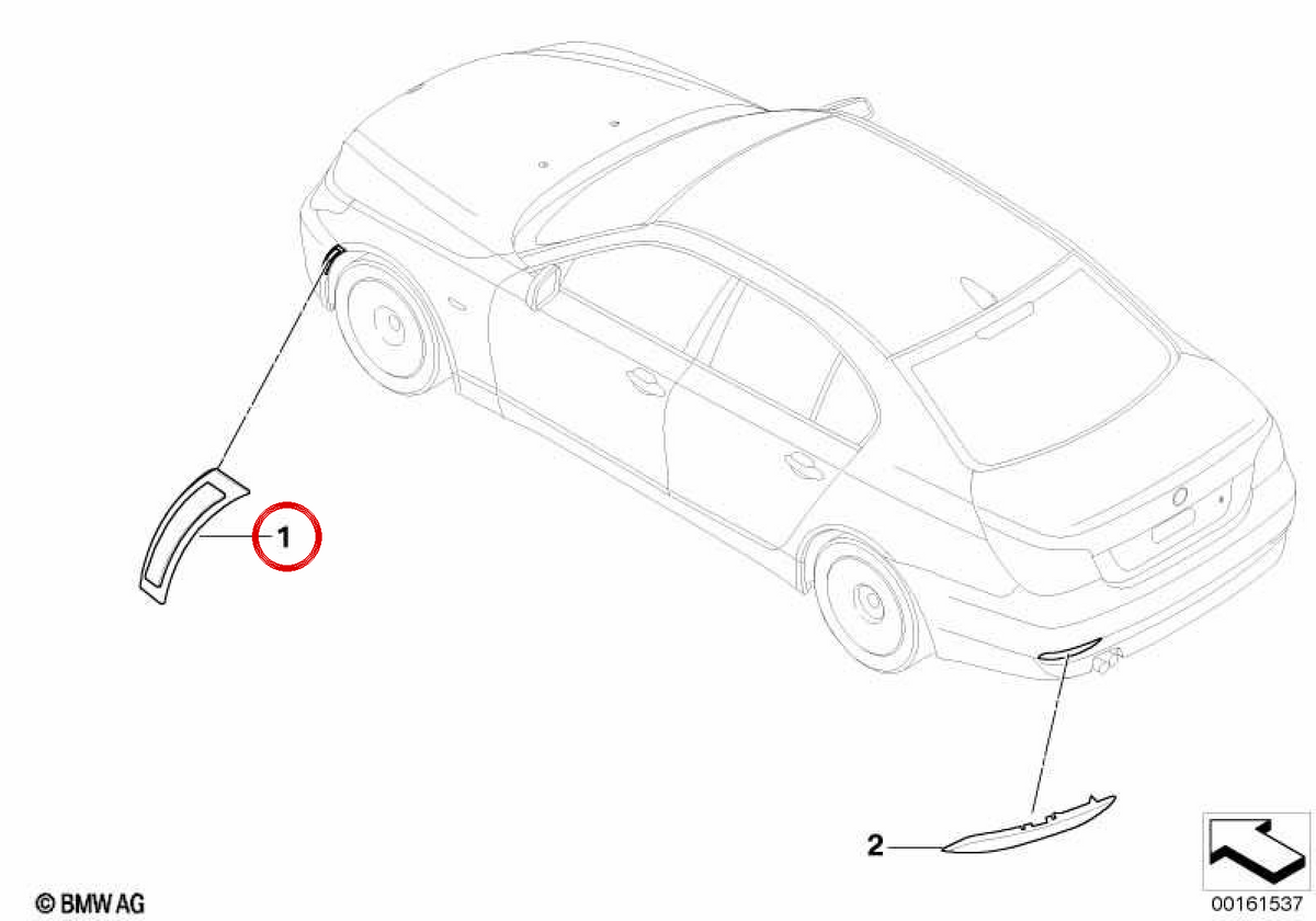 OEM Linksseite Refletor 63147839087 für BMW E60, E61. Original BMW.