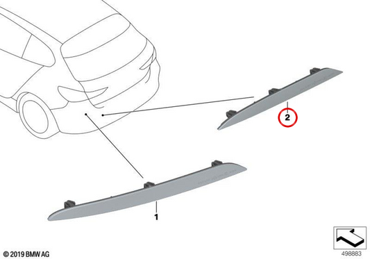 OEM Catadioptrico posteriore sinistro 63148077173 per BMW F40. BMW di riserva originale.