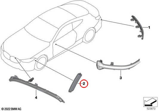 OEM Right Side Reflektor 63148077370 für BMW F91, F92, F93. Original BMW.