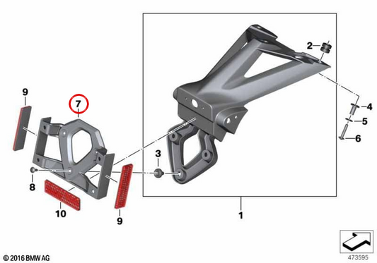 Support de plaque d'immatriculation OEM 63148549854 pour motos BMW R1200GS, F800GS, S1000RR... et plus encore. BMW Motorrad d'origine.