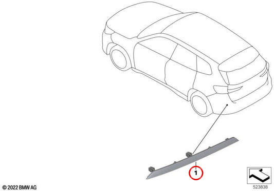 Refletor traseiro direito OEM 63149451808 para BMW U11, U12. BMW genuíno.