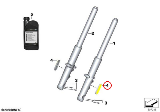 Réflecteur latéral jaune avant OEM 63149467625 pour BMW Motorrad R18, R18 Classic, R18 B, R18 Transcontinental. BMW Motorrad d'origine.