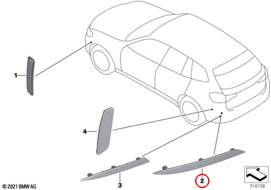 Refletor traseiro esquerdo OEM 63149850553 para BMW G01, G02. BMW genuíno.