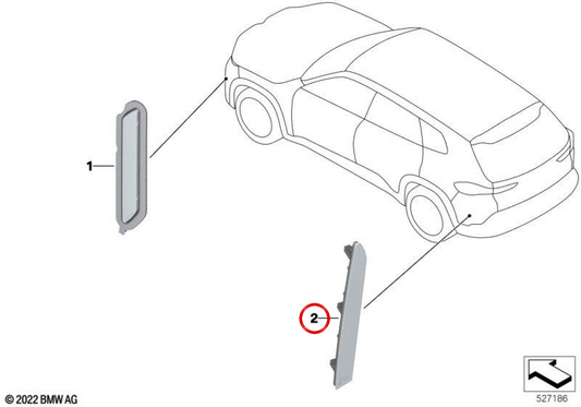 Riflettore posteriore sinistro OEM 63149878969 per BMW G09. BMW originale.
