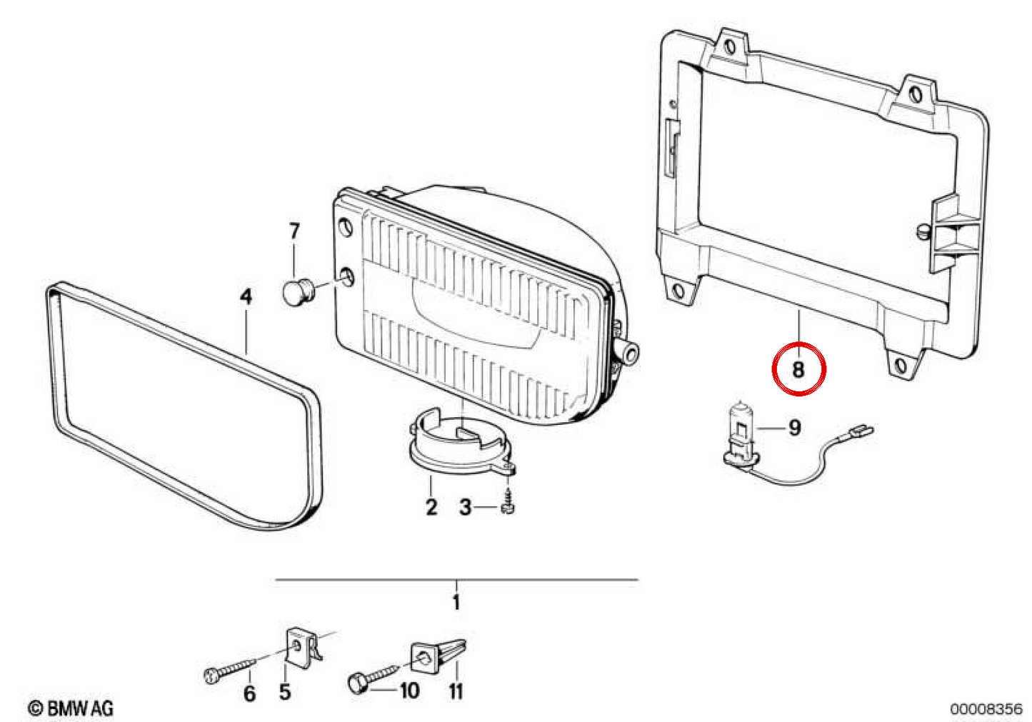 RIGHT SUPPORT OEM 63171386040 for BMW E30. Original BMW.