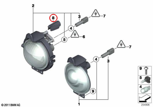 Elemento de ajuste izquierdo OEM 63172755723 para MINI R56, R55, R57, R58, R59, R60, R61... y más. Original MINI.