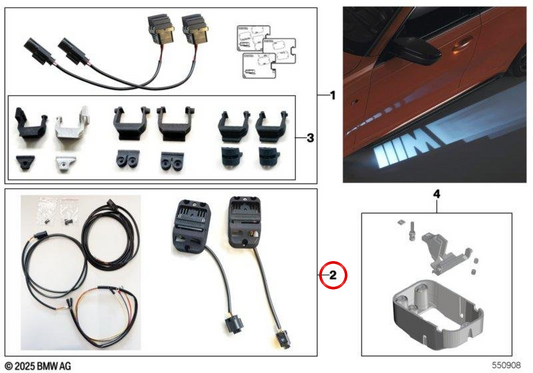 Sistema de iluminação M Performance para reequipamento OEM 63175B61FE1 válido para BMW. Original BMW