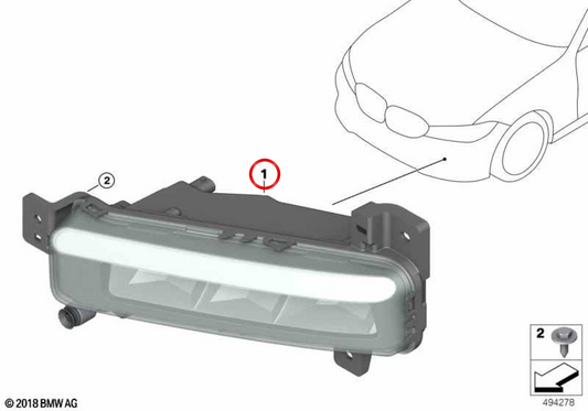 Phares anti-LED droits pour la série BMW 2 F44, série 3 G20, G21 (OEM 63177433788). BMW d'origine