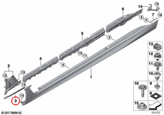 Soporte módulo de luz izquierdo OEM 63177854483 para BMW G32. Original BMW.