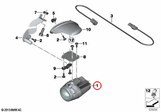 Faro auxiliar LED dianteiro OEM 63178532147 para motos BMW R 1200 GS Adventure, R 1200 RT, K 1600 GT, K 1600 GTL, K 1600 Bagger, F 800 GS Adventure… e mais. Original BMW Motorrad.
