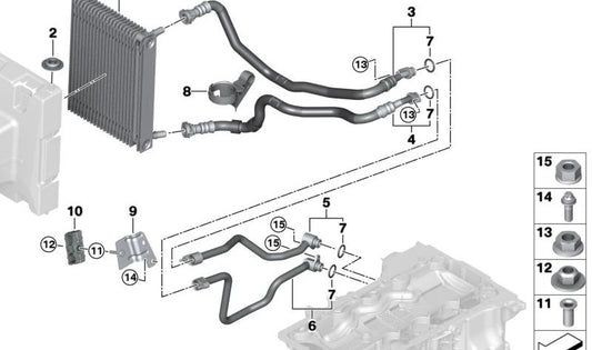 Radiador de óleo de motor externo para BMW X5 F95, G05N, X6 F96, G06N, X7 G07N, XM G09 (OEM 17217887304) BMW original