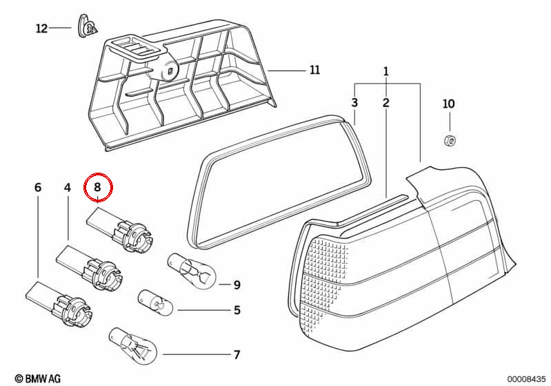 Porlampara per BMW E36, E61 (OEM 63211387697). BMW originale