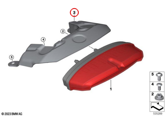 Support de feu arrière OEM 63211754533 pour motos BMW R 12 nineT, R 12 nineT A2. Original BMW Motorrad.