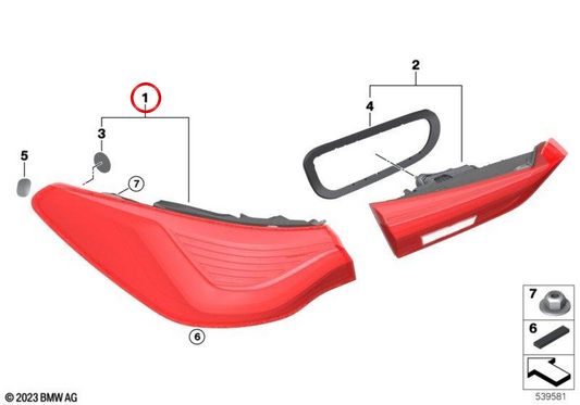 Piloto trasero derecho OEM 63215A3C012 para BMW G23, G83. Original BMW.