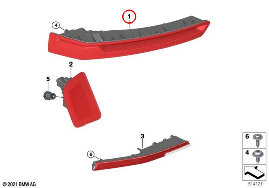 Pilota posteriore sinistro a LED per BMW IX (I20). BMW originale. OEM 63215A81731.