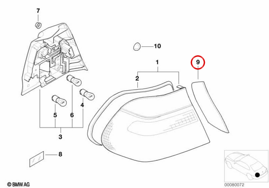Right Rear Pilot OEM 63216933020 For BMW 3 E46 Series (316i, 318i, 320i ... and more). Original BMW.