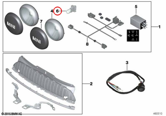 Lâmpada H3 12V 55W OEM 63217160779 para MINI R50, R53, R52, R55 Clubman, R56, R57 Cabrio, R58, R59, R60 Countryman, R61 Paceman... e mais. Original MINI