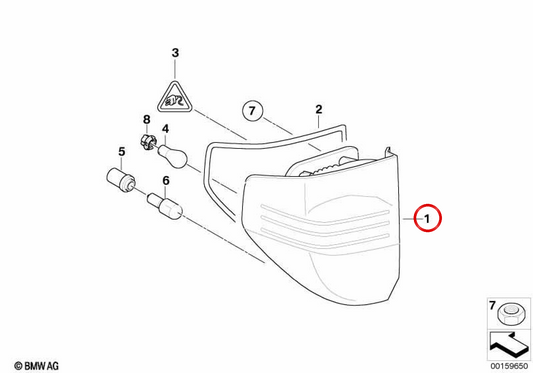 Piloto traseiro LED direito do OEM 63217162210 para BMW X3 E83 LCI (2006-2010). BMW original.