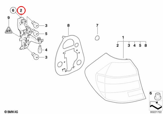 Portalamparas OEM posteriore destro OEM 63217164964 per BMW E81, E87. BMW originale.