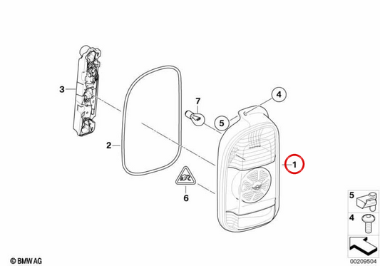 Fanale posteriore lato sinistro OEM 63217167411 per MINI Clubman R55, R55 LCI. MINI originale.