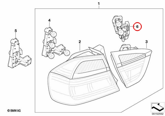 Heckes Portal am Kopf des linken Kofferraums 63217183843 für BMW E91. Original BMW