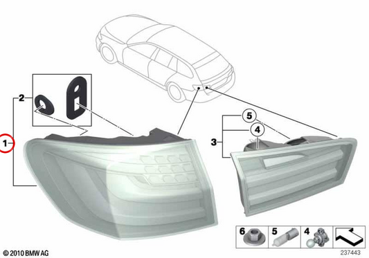 Izquierdo posteriore pilota OEM 63217203233 per BMW F11. BMW originale.