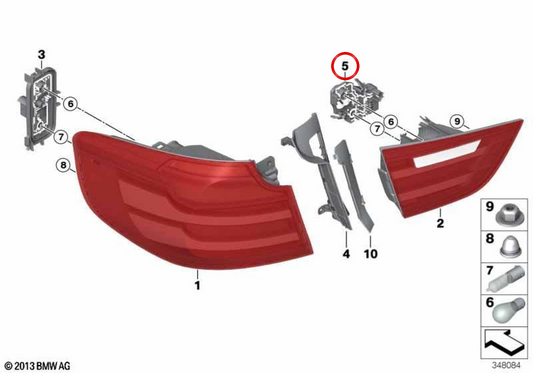Portabombillas Hecklicht rechtes Tor OEM 63217366076 für BMW F34. Original BMW.
