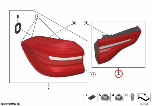 Pilota posteriore sinistro OEM 63217408745 per BMW G01, F97. BMW originale.