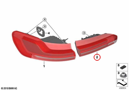 Piloto trasero derecho portón OEM 63217433800 para BMW G02, F98. Original BMW.