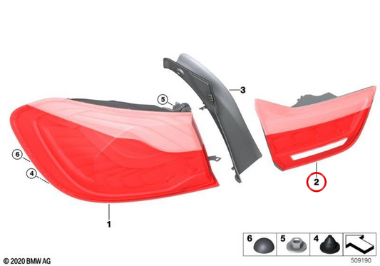 Pilota posteriore sinistro OEM 63217441787 per BMW F82, F83. BMW originale.