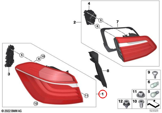 Pilote arrière droit (latéral) OEM 63217491346 pour BMW F46. BMW d'origine.
