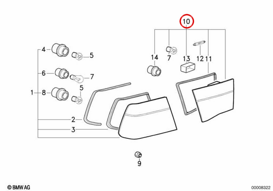 Pilote arrière droit OEM 63218354250 pour BMW E31. BMW d'origine.