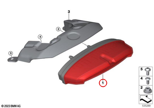 Luce posteriore LED OEM 63219898701 per moto BMW R 12 nineT, R 12 nineT A2, R 12 G/S. Originale BMW Motorrad.