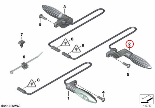 Indicatore di direzione posteriore sinistro LED OEM 63238522501 per moto BMW R 1200 GS, R 1200 GS Adventure. BMW Motorrad originale.