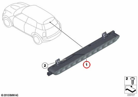 Rear Third Brake Light OEM 63252758943 for MINI Roadster R59 (Cooper, Cooper S) 2011-2015. Original MINI.