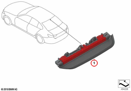 Troisième feu de freinage OEM 63257420460 pour BMW G20, G28, G80. BMW d'origine.