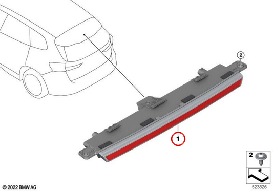 Troisième feu de freinage OEM 63258494354 pour BMW U06, G61, U11, U12, G45, U25. BMW d'origine.