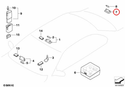 Luce di registrazione per BMW E46, E90, E91, E92, E39, E60, E61, E71, E72 (OEM 63267165646). BMW originale