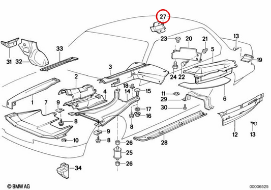 Isolamento termico destro OEM 63311381826 per BMW E34, E32. BMW originale.